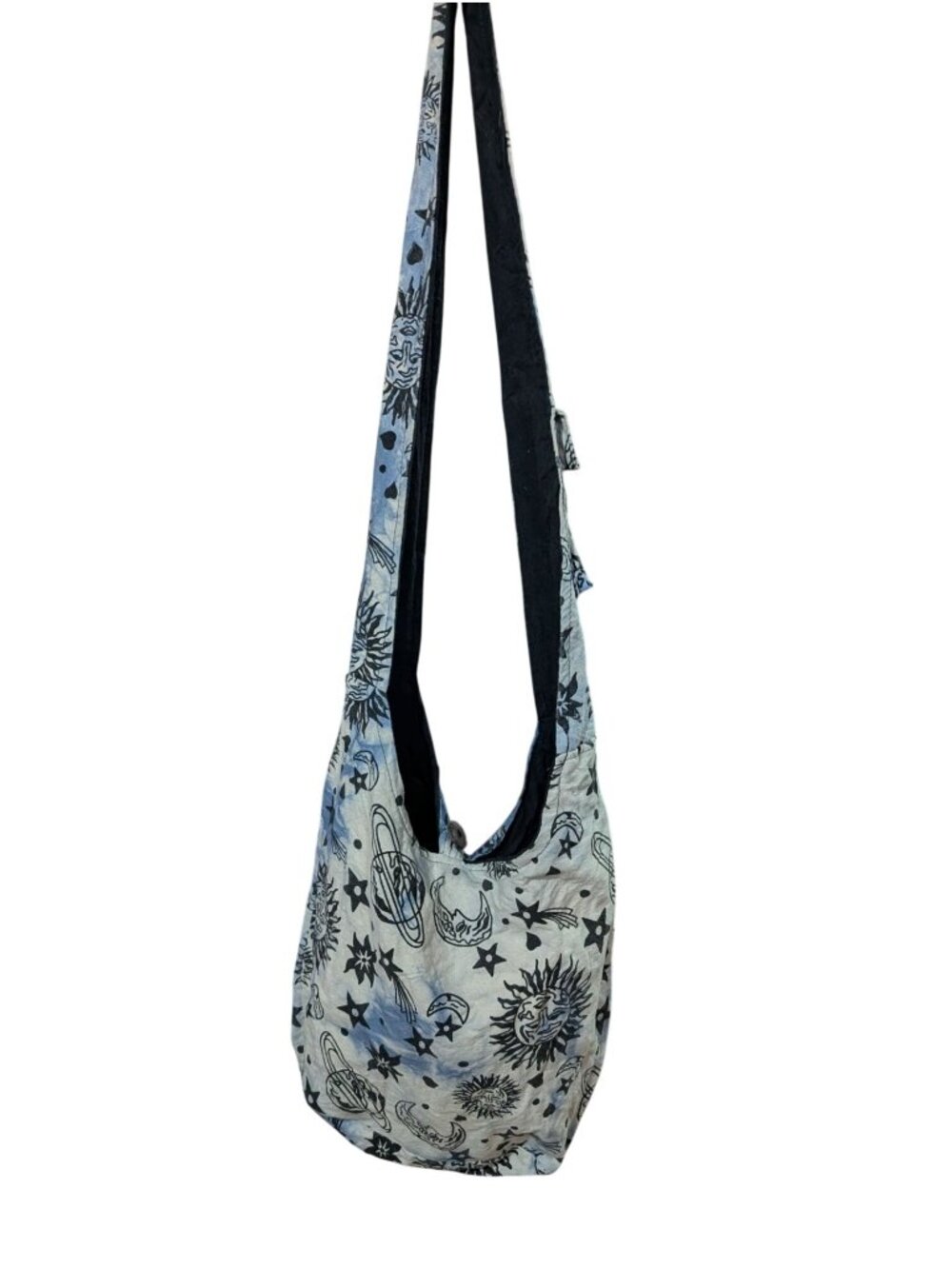 Cotton Crossbody Bag Purse w/ Sun & Moon Print Metaphysical Boho NWOT